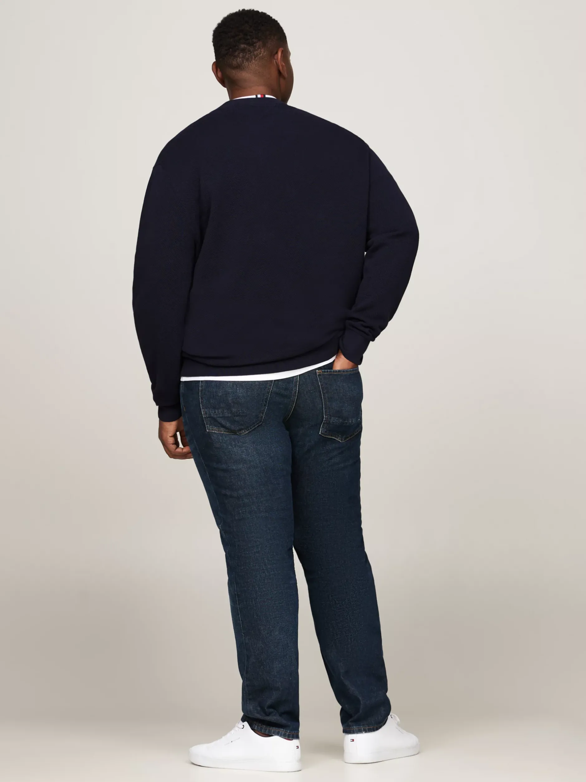 Swetry Z Okrągłym Dekoltem|Swetry*Tommy Hilfiger Sweter Z Teksturowanej Dzianiny Z Kolekcji Plus DESERT SKY
