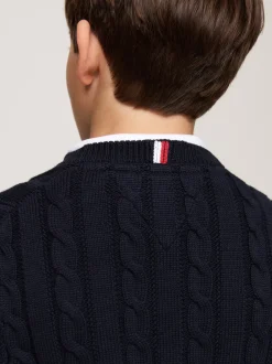 Dzianina*Tommy Hilfiger Sweter Z Warkoczowym Splotem DESERT SKY