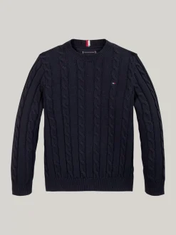 Dzianina*Tommy Hilfiger Sweter Z Warkoczowym Splotem DESERT SKY