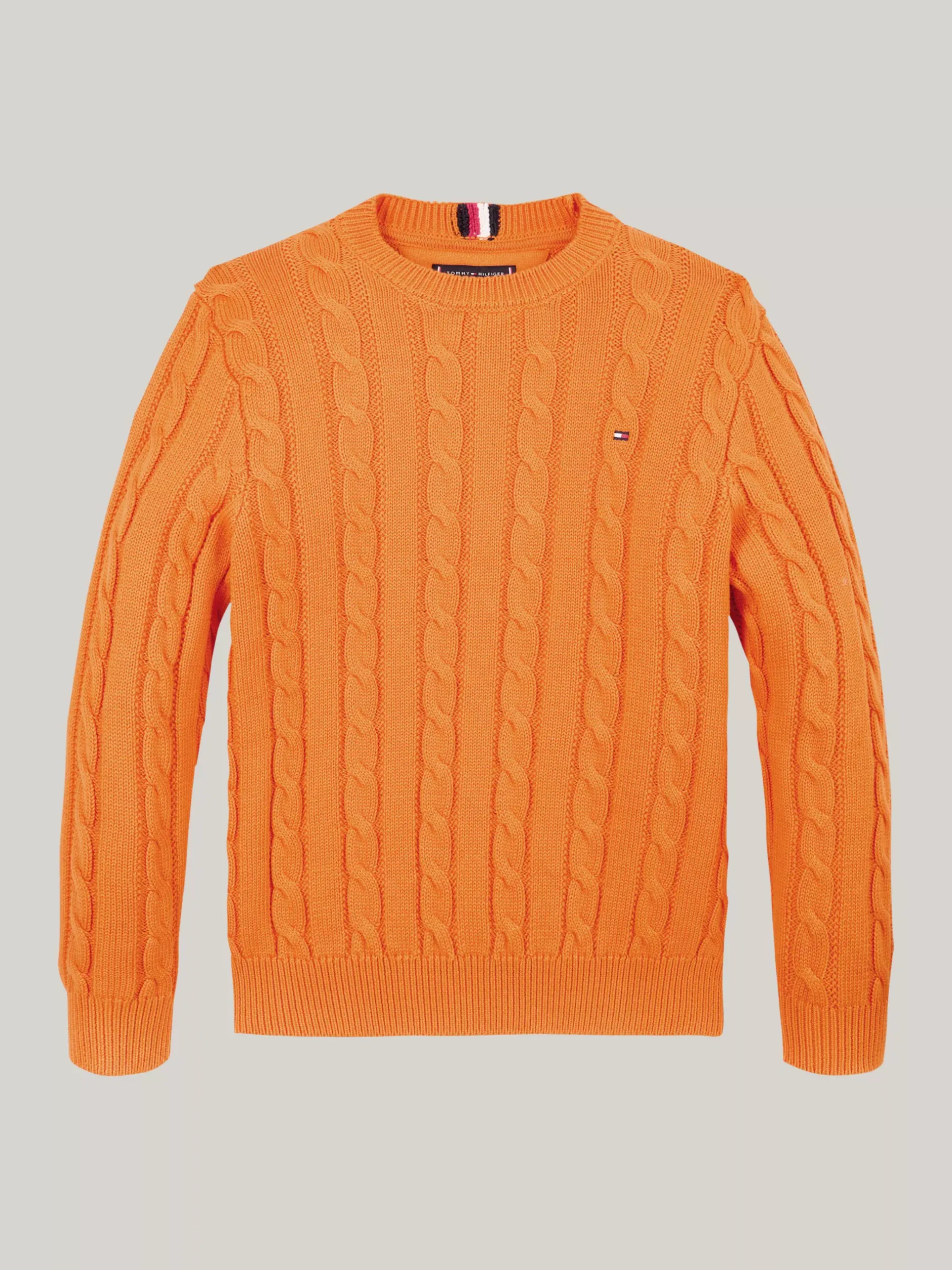 Dzianina*Tommy Hilfiger Sweter Z Warkoczowym Splotem ORANGE THUNDER