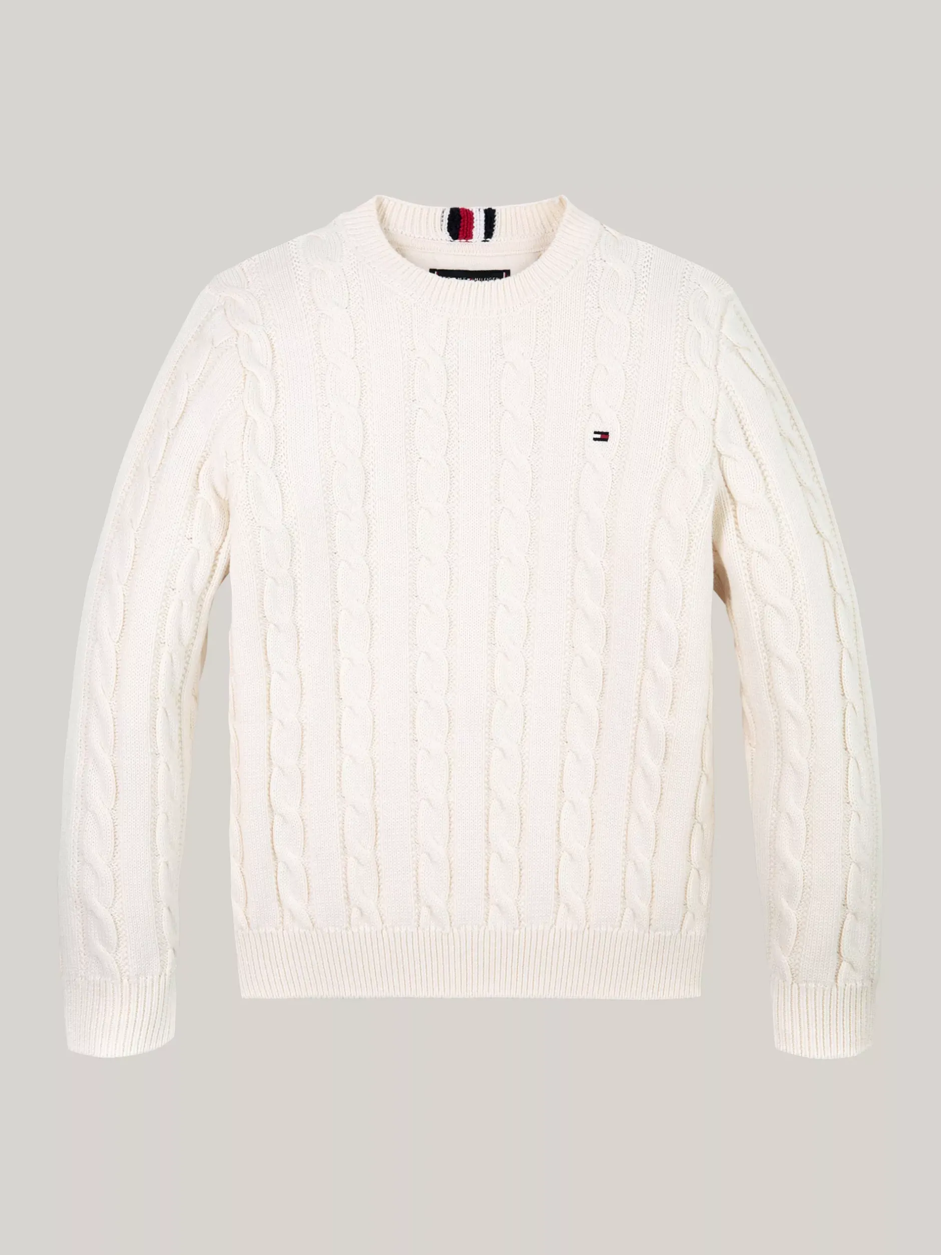 Dzianina*Tommy Hilfiger Sweter Z Warkoczowym Splotem IVORY PETAL