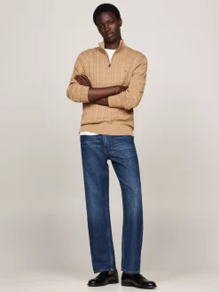 Sweter Z Zamkiem|Swetry*Tommy Hilfiger Sweter Z Warkoczowym Splotem SAFARI CANVAS