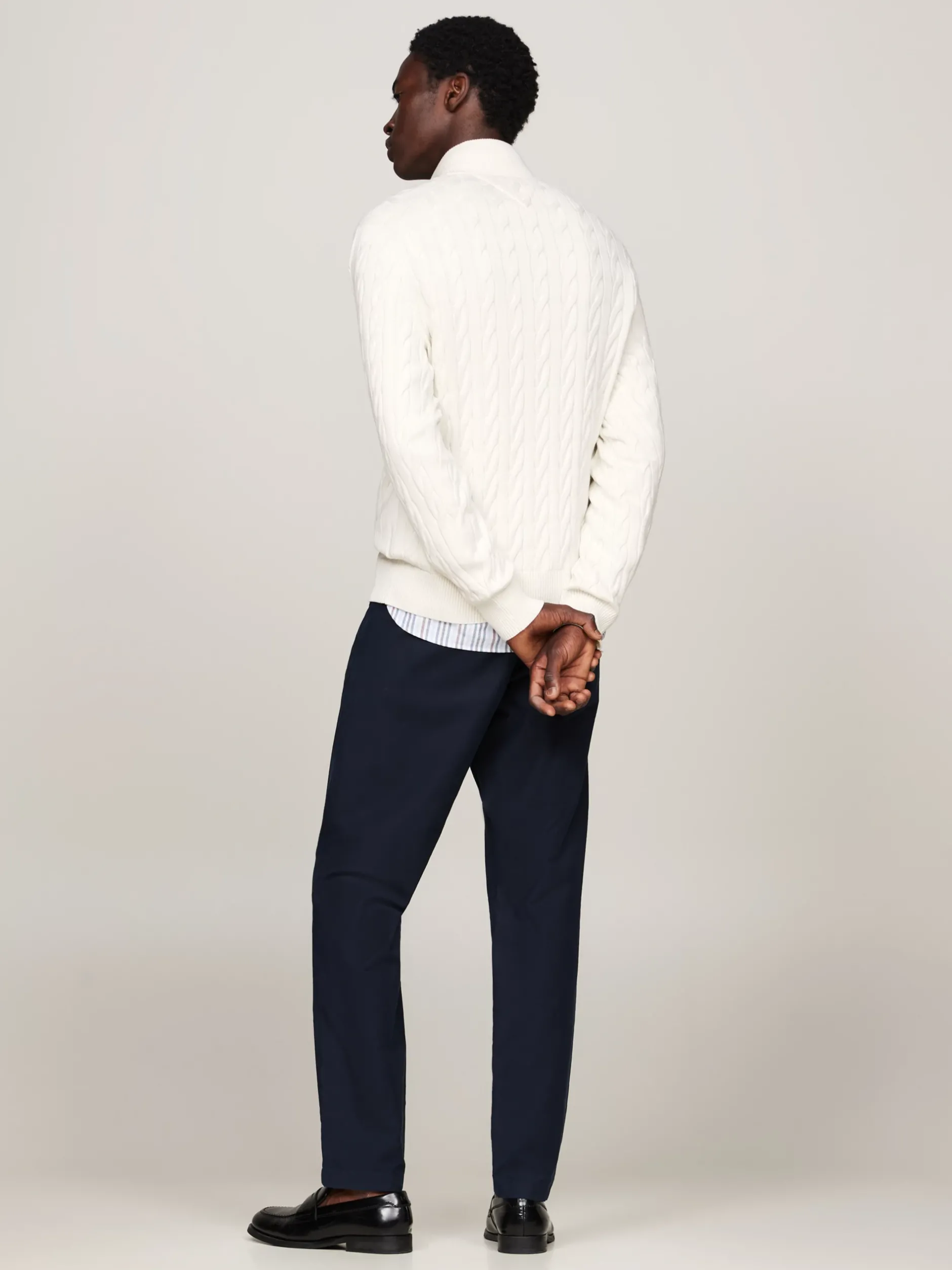 Sweter Z Zamkiem|Swetry*Tommy Hilfiger Sweter Z Warkoczowym Splotem IVORY