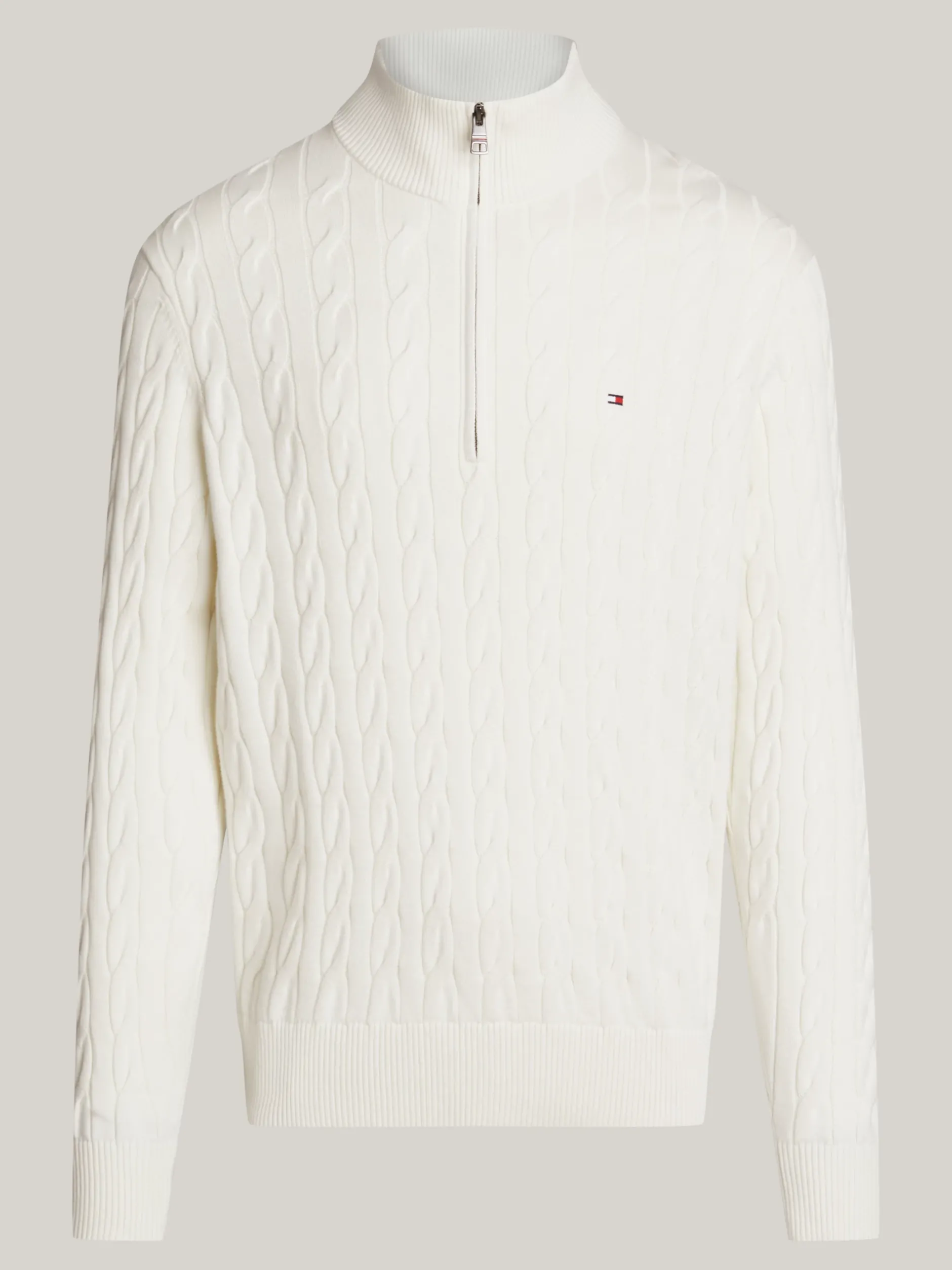 Sweter Z Zamkiem|Swetry*Tommy Hilfiger Sweter Z Warkoczowym Splotem IVORY