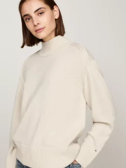 Swetry|Dzianina*Tommy Hilfiger Sweter Z Wełny Z Półgolfem CLASSIC BEIGE