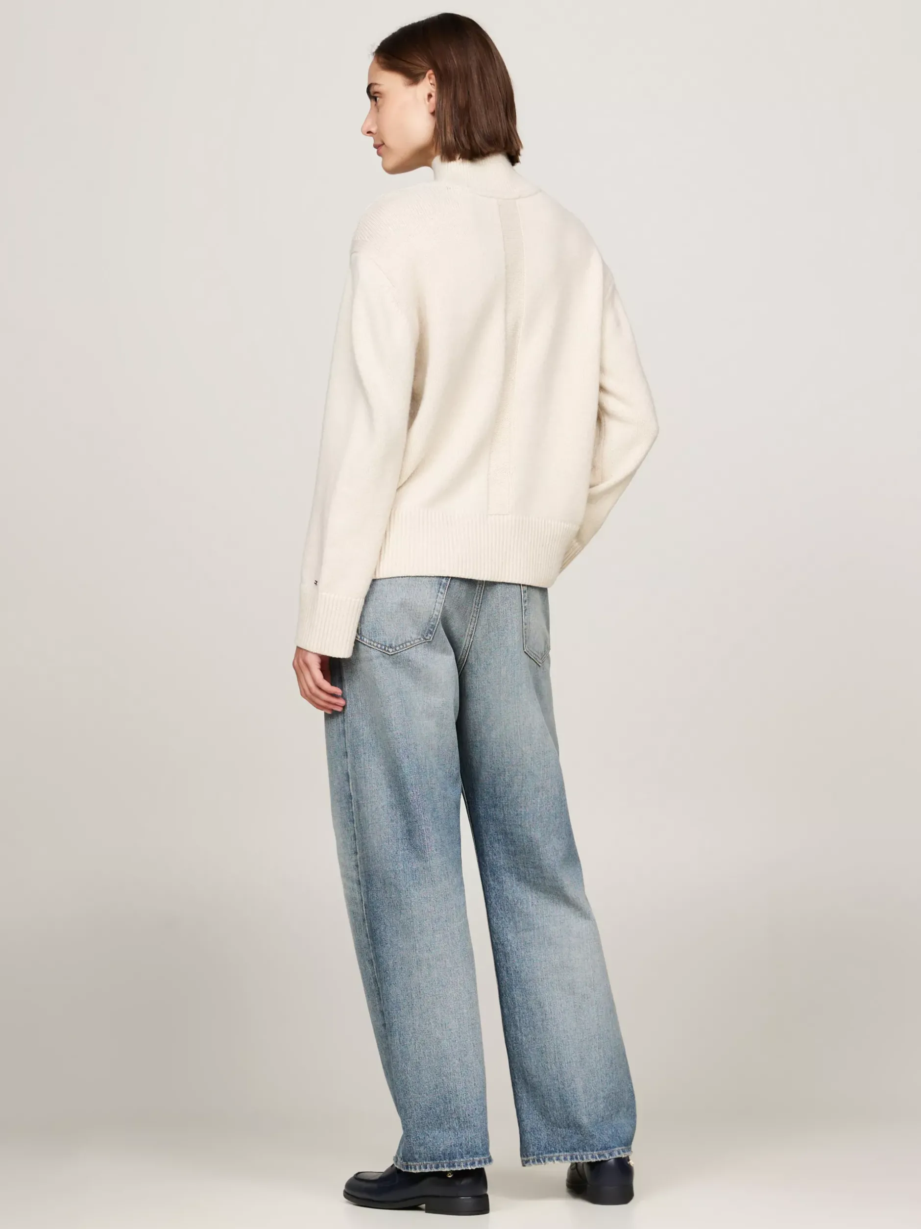 Swetry|Dzianina*Tommy Hilfiger Sweter Z Wełny Z Półgolfem CLASSIC BEIGE