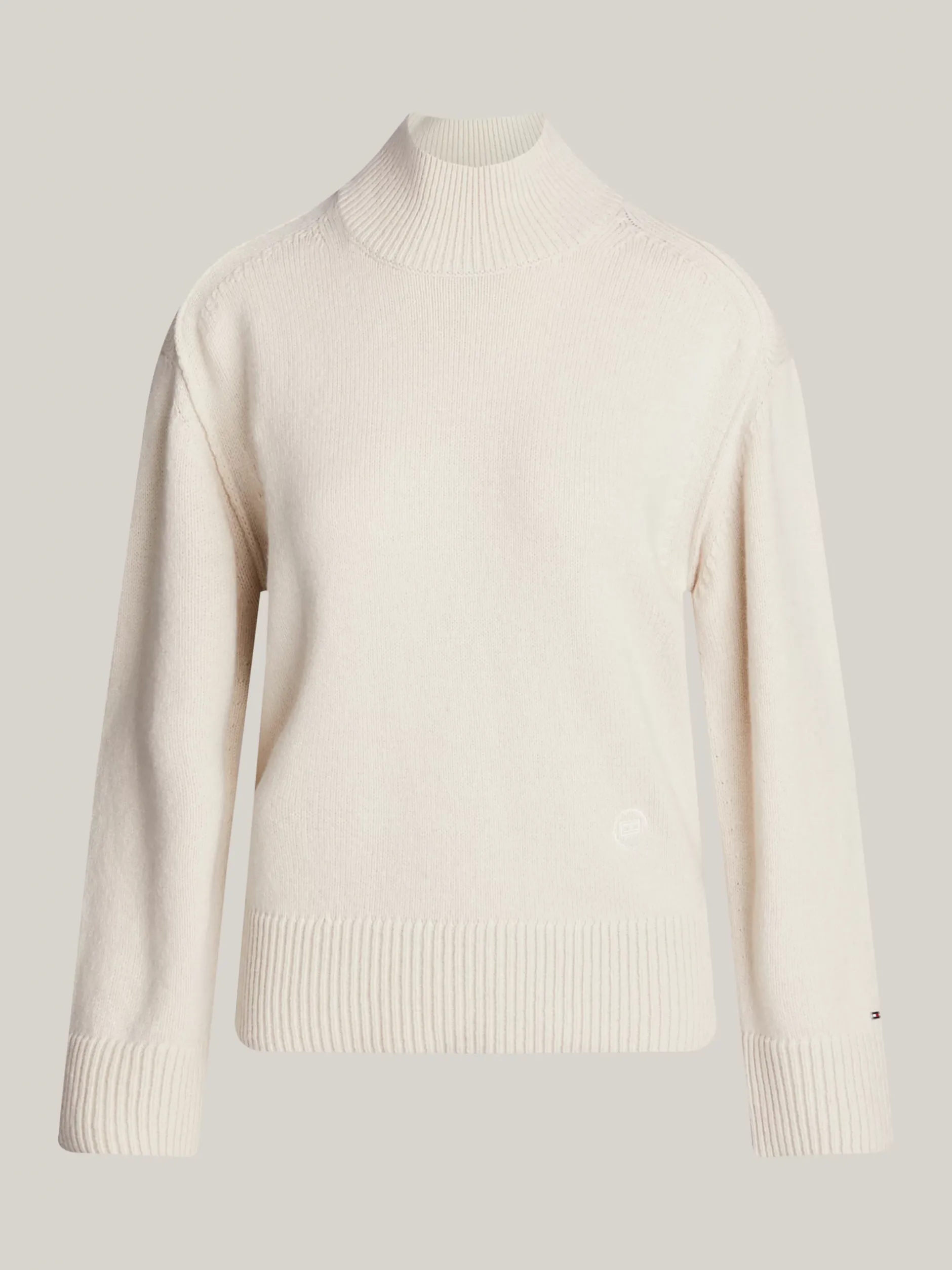 Swetry|Dzianina*Tommy Hilfiger Sweter Z Wełny Z Półgolfem CLASSIC BEIGE