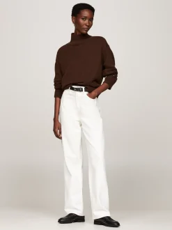 Swetry|Dzianina*Tommy Hilfiger Sweter Z Wełny Z Półgolfem LEGACY BROWN
