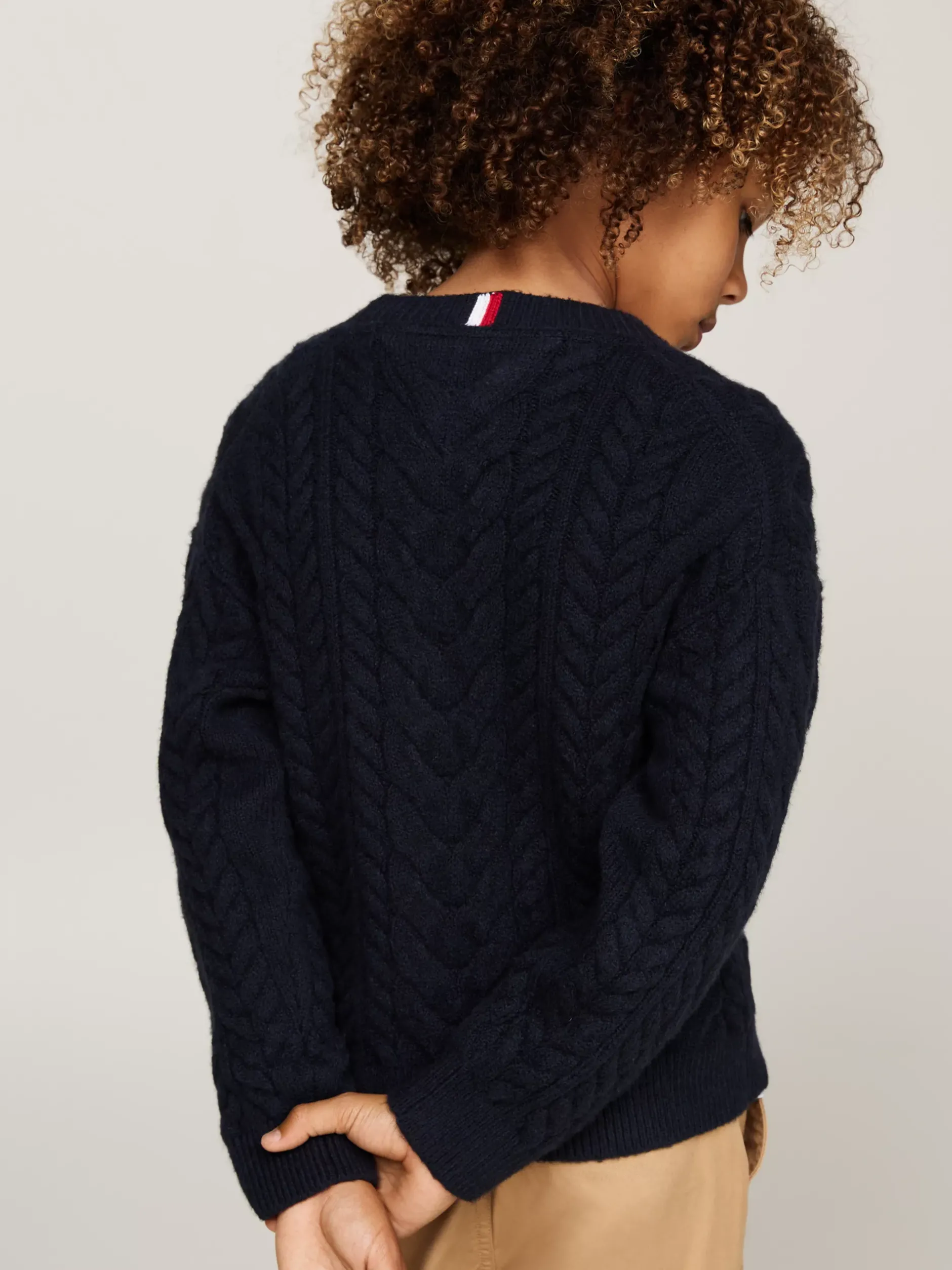 Dzianina*Tommy Hilfiger Sweter Ze Splotem Warkoczowym I Blokami Kolorów DESERT SKY
