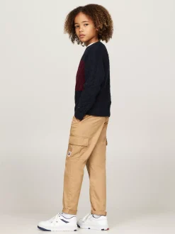 Dzianina*Tommy Hilfiger Sweter Ze Splotem Warkoczowym I Blokami Kolorów DESERT SKY