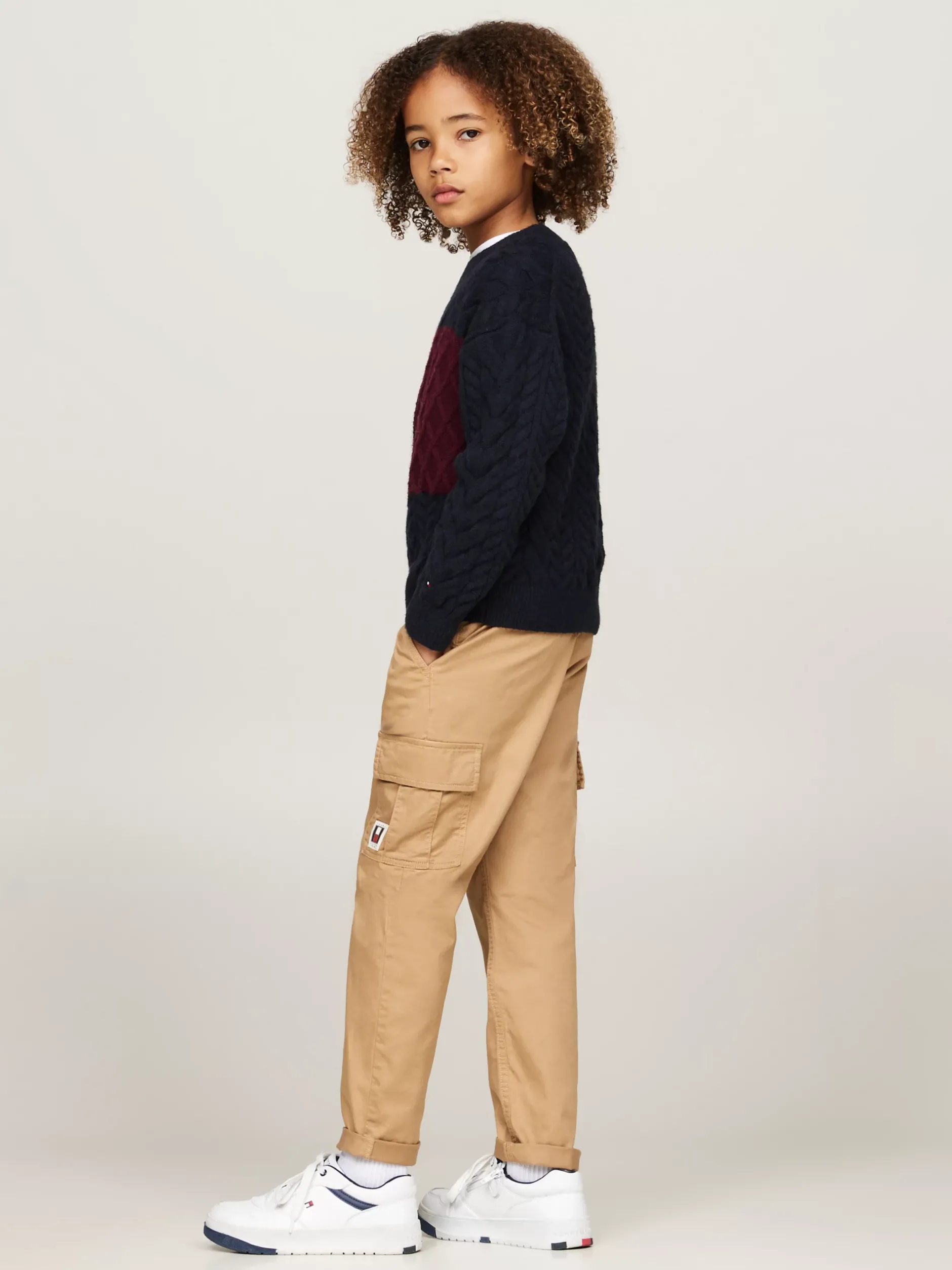 Dzianina*Tommy Hilfiger Sweter Ze Splotem Warkoczowym I Blokami Kolorów DESERT SKY