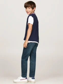 Dzianina*Tommy Hilfiger Sygnowany Bezrękawnik Ze Splotem Warkoczowym DESERT SKY