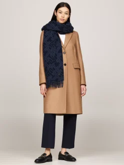 Szaliki|Szaliki*Tommy Hilfiger Szal Z Czystej Wełny Z Monogramem TH SPACE BLUE