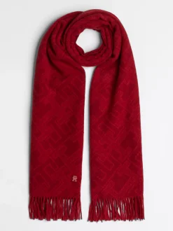 Szaliki|Szaliki*Tommy Hilfiger Szal Z Czystej Wełny Z Monogramem TH HERITAGE PINK