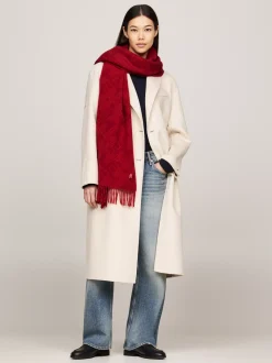 Szaliki|Szaliki*Tommy Hilfiger Szal Z Czystej Wełny Z Monogramem TH HERITAGE PINK