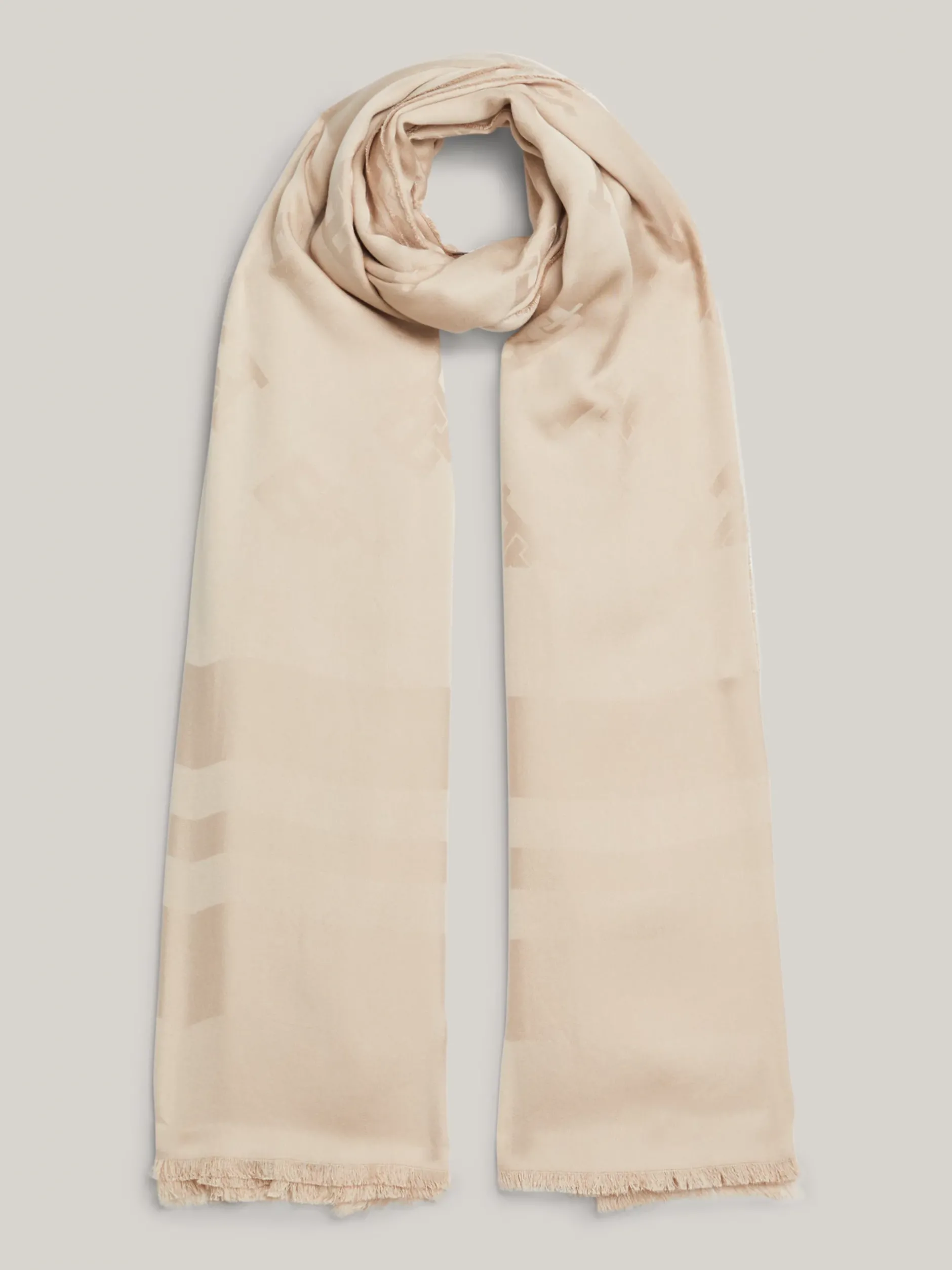 Szaliki|Szaliki*Tommy Hilfiger Szal Z Lekkiej Tkaniny Z Monogramem TH CLASSIC BEIGE