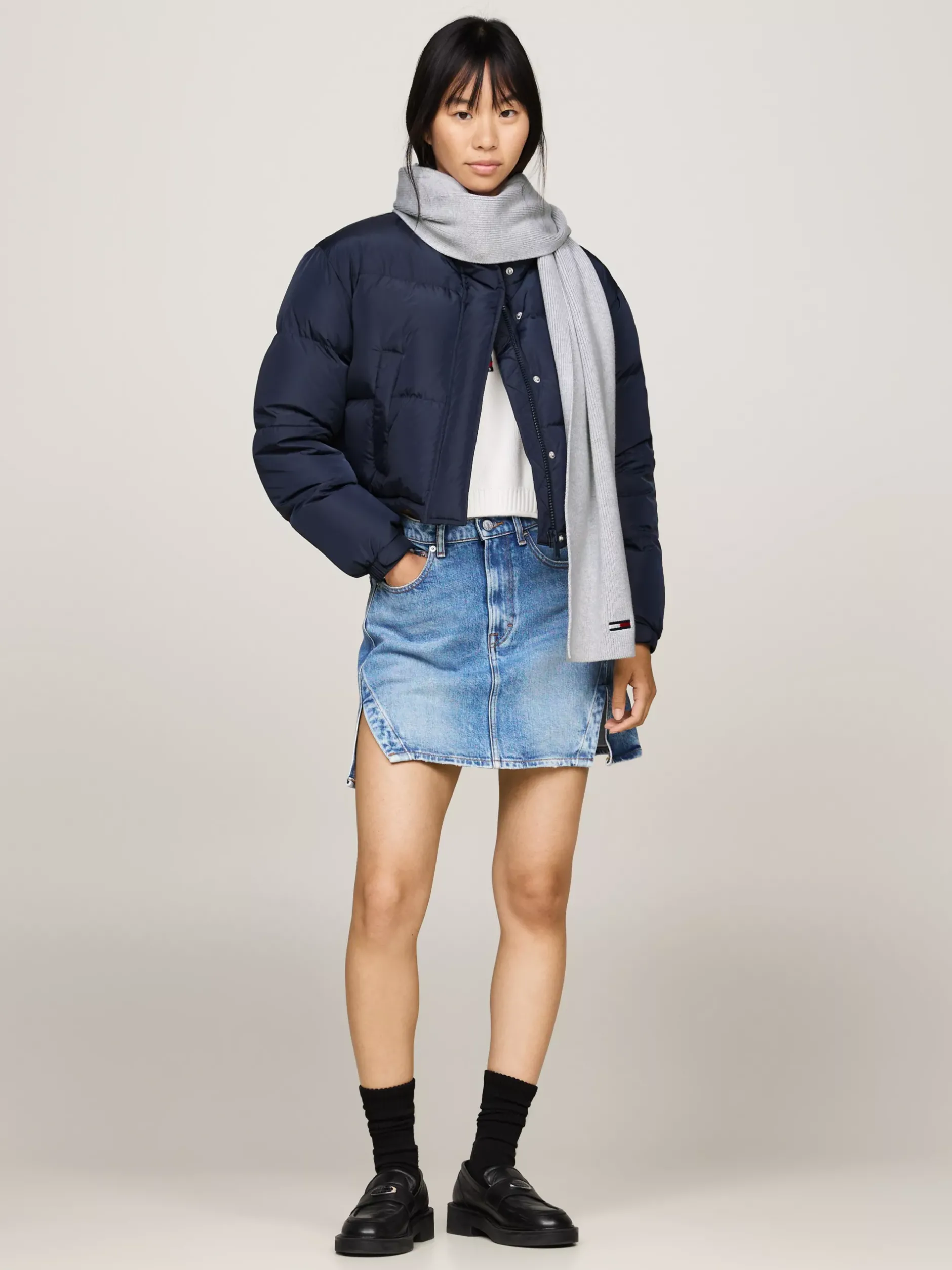 Szaliki|Szaliki*Tommy Hilfiger Szal Z Podłużną Flagą SILVER GREY HEATHER
