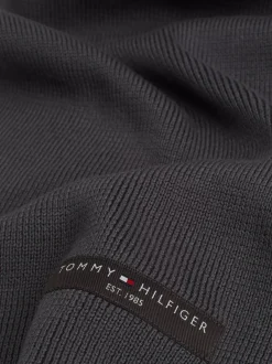 Czapki I Szaliki*Tommy Hilfiger Szalik Z Dzianiny O Drobnym Splocie DARK GREY