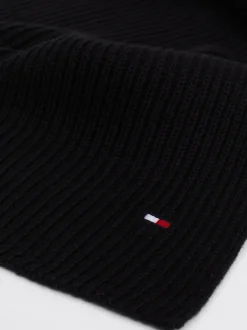 Czapki I Szaliki*Tommy Hilfiger Szalik Z Haftem Z Flagą Hilfiger BLACK