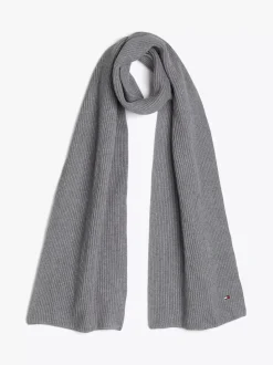 Czapki I Szaliki*Tommy Hilfiger Szalik Z Haftem Z Flagą Hilfiger MID GREY HEATHER