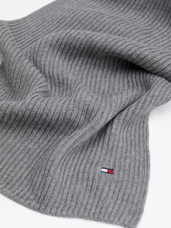 Czapki I Szaliki*Tommy Hilfiger Szalik Z Haftem Z Flagą Hilfiger MID GREY HEATHER
