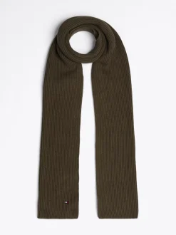 Czapki I Szaliki*Tommy Hilfiger Szalik Z Haftem Z Flagą Hilfiger ARMY GREEN