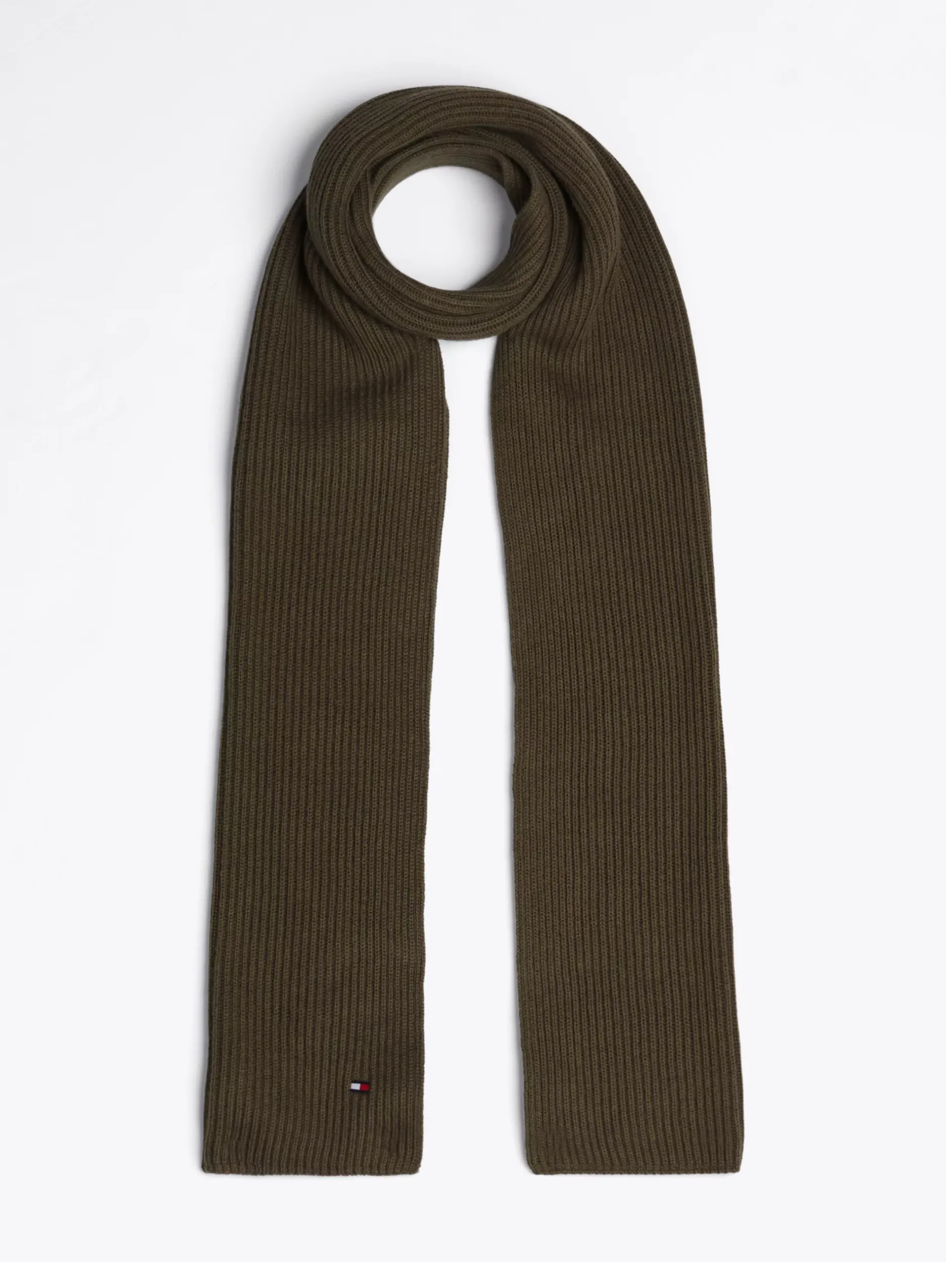 Czapki I Szaliki*Tommy Hilfiger Szalik Z Haftem Z Flagą Hilfiger ARMY GREEN