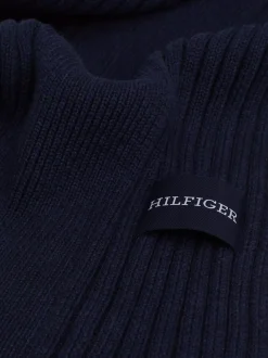 Czapki I Szaliki*Tommy Hilfiger Szalik Z Logo Hilfiger Monotype SPACE BLUE