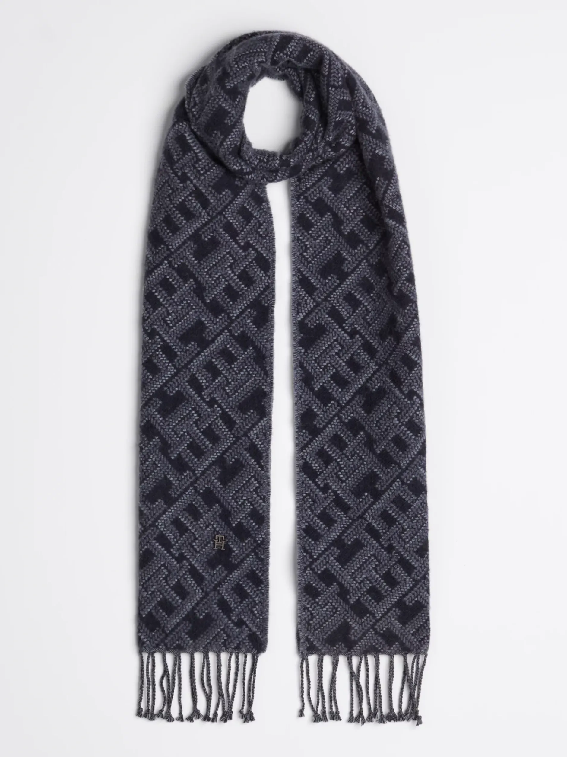 Czapki I Szaliki*Tommy Hilfiger Szalik Z Monogramem TH BLACK