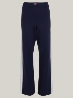 Spodnie*Tommy Hilfiger Szerokie Dzianinowe Joggery Z Naszywką DARK NIGHT NAVY