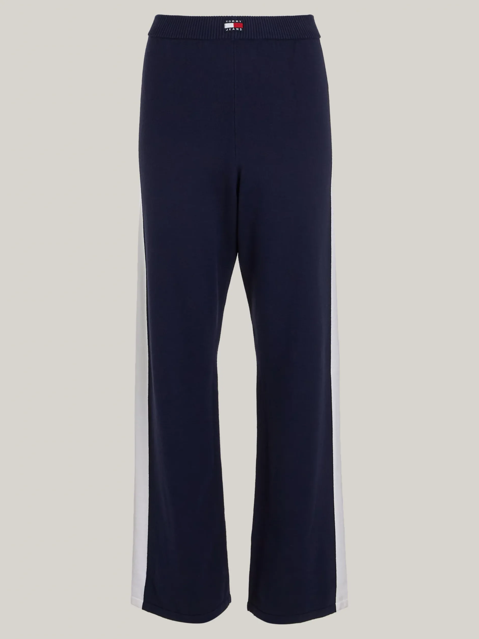 Spodnie*Tommy Hilfiger Szerokie Dzianinowe Joggery Z Naszywką DARK NIGHT NAVY
