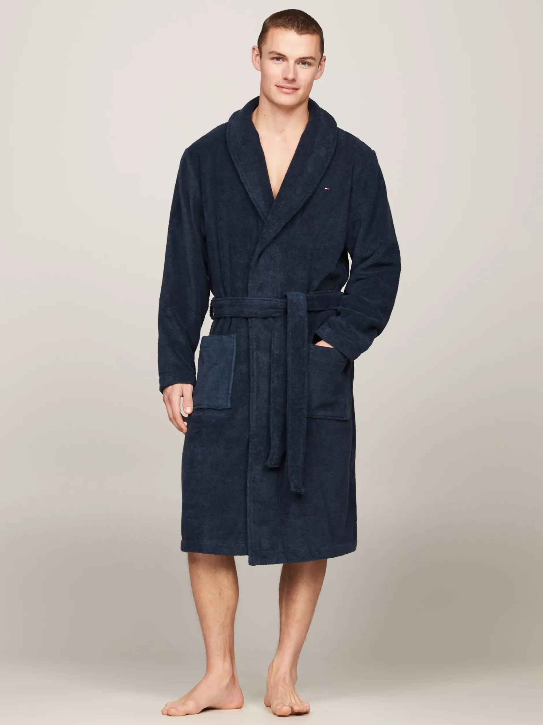 Stroje Domowe*Tommy Hilfiger Szlafrok Kąpielowy Z Bawełny Pętelkowej NAVY BLAZER