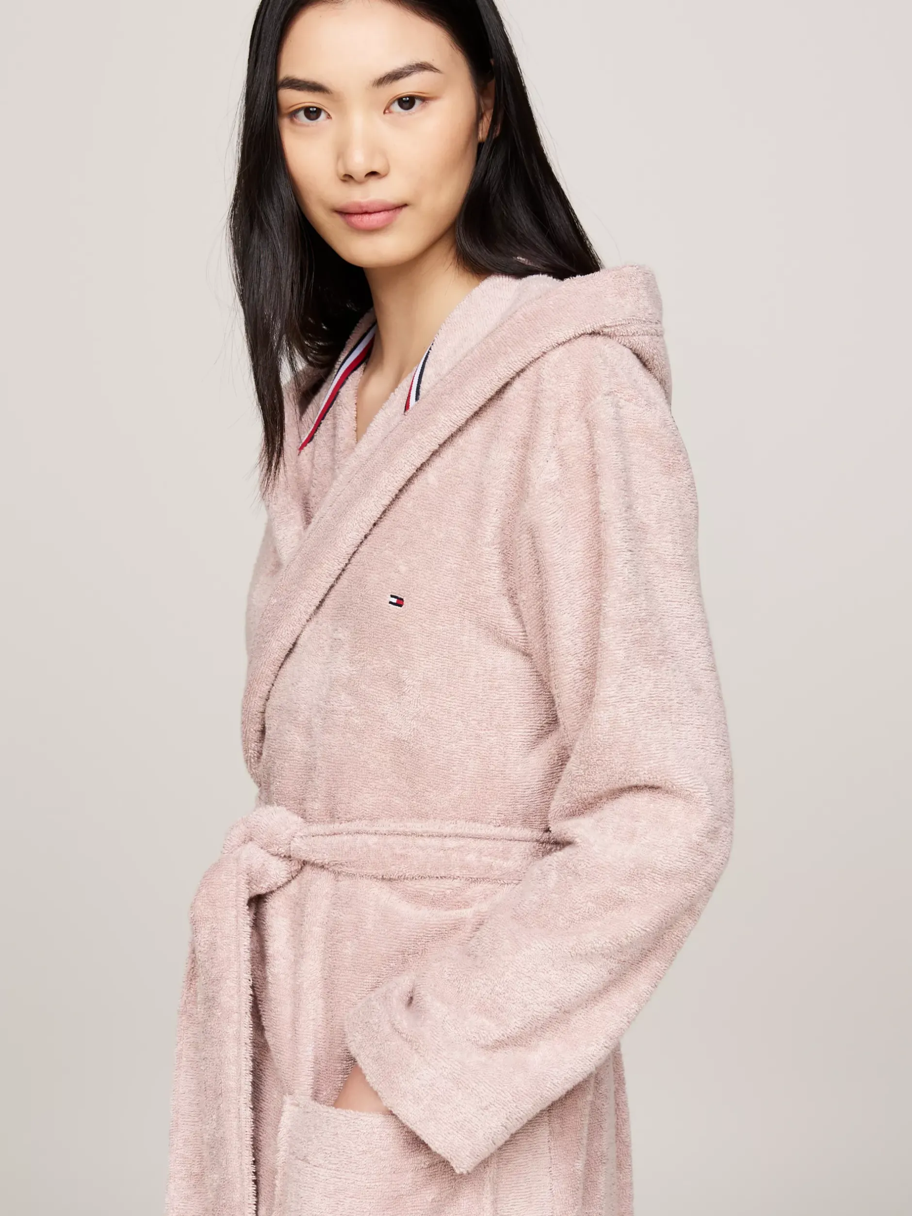 Piżamy & Odziez Nocna|Stroje Domowe*Tommy Hilfiger Szlafrok Z Kapturem Z Logo TH Original BALANCED BEIGE