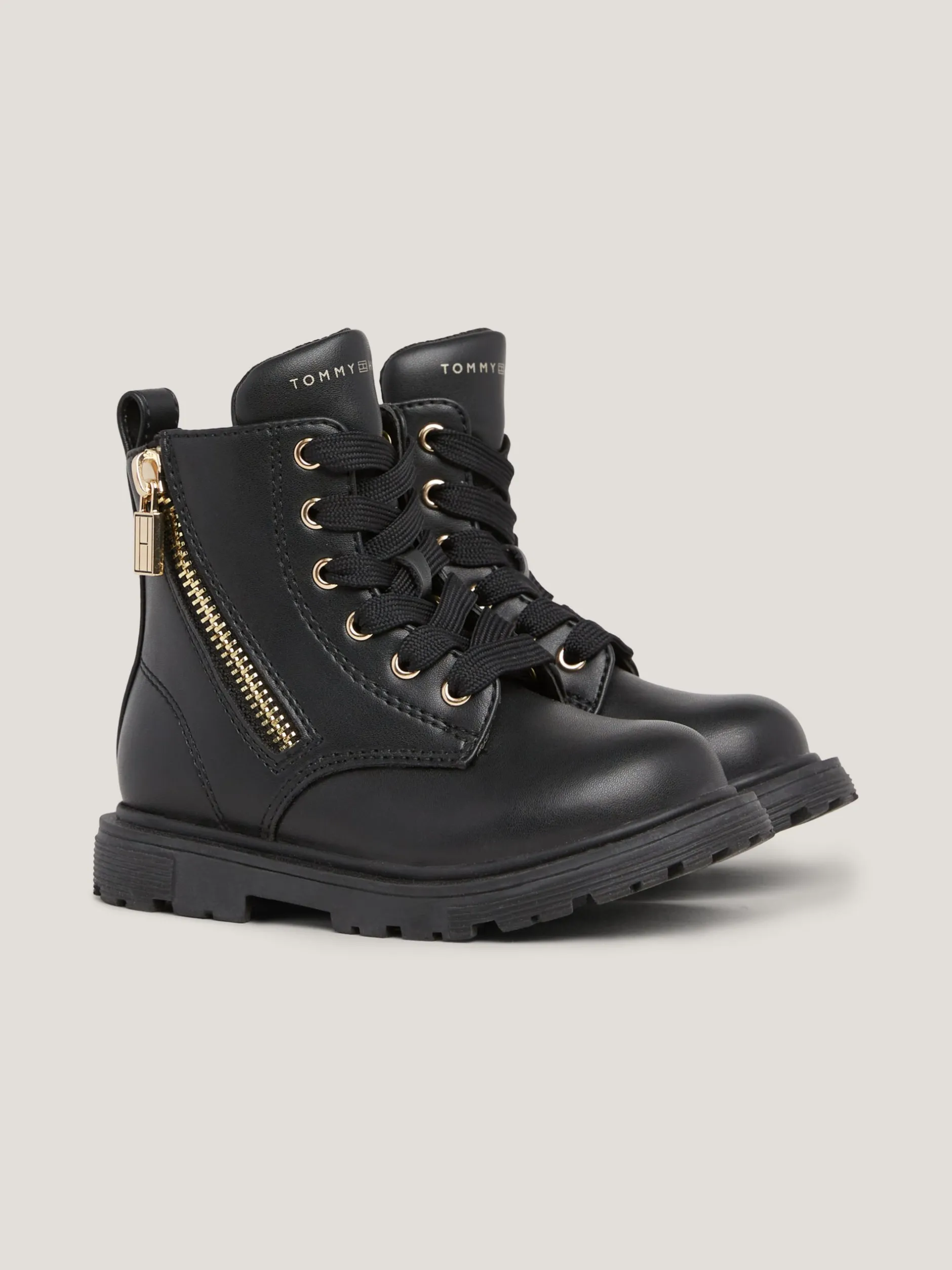 Obuwie I Akcesoria*Tommy Hilfiger Sznurowane Botki Typu Biker BLACK