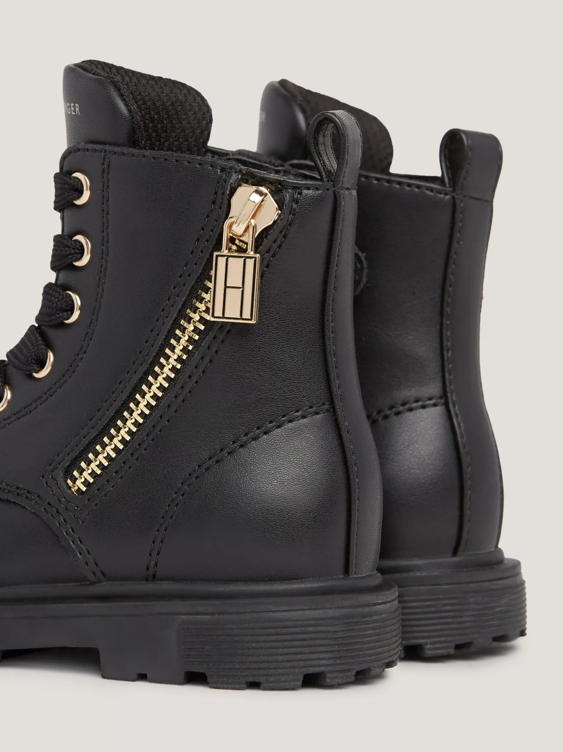 Obuwie I Akcesoria*Tommy Hilfiger Sznurowane Botki Typu Biker BLACK