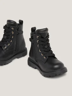 Obuwie I Akcesoria*Tommy Hilfiger Sznurowane Botki Typu Biker BLACK