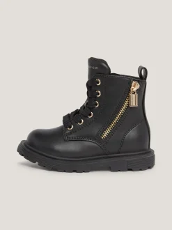 Obuwie I Akcesoria*Tommy Hilfiger Sznurowane Botki Typu Biker BLACK
