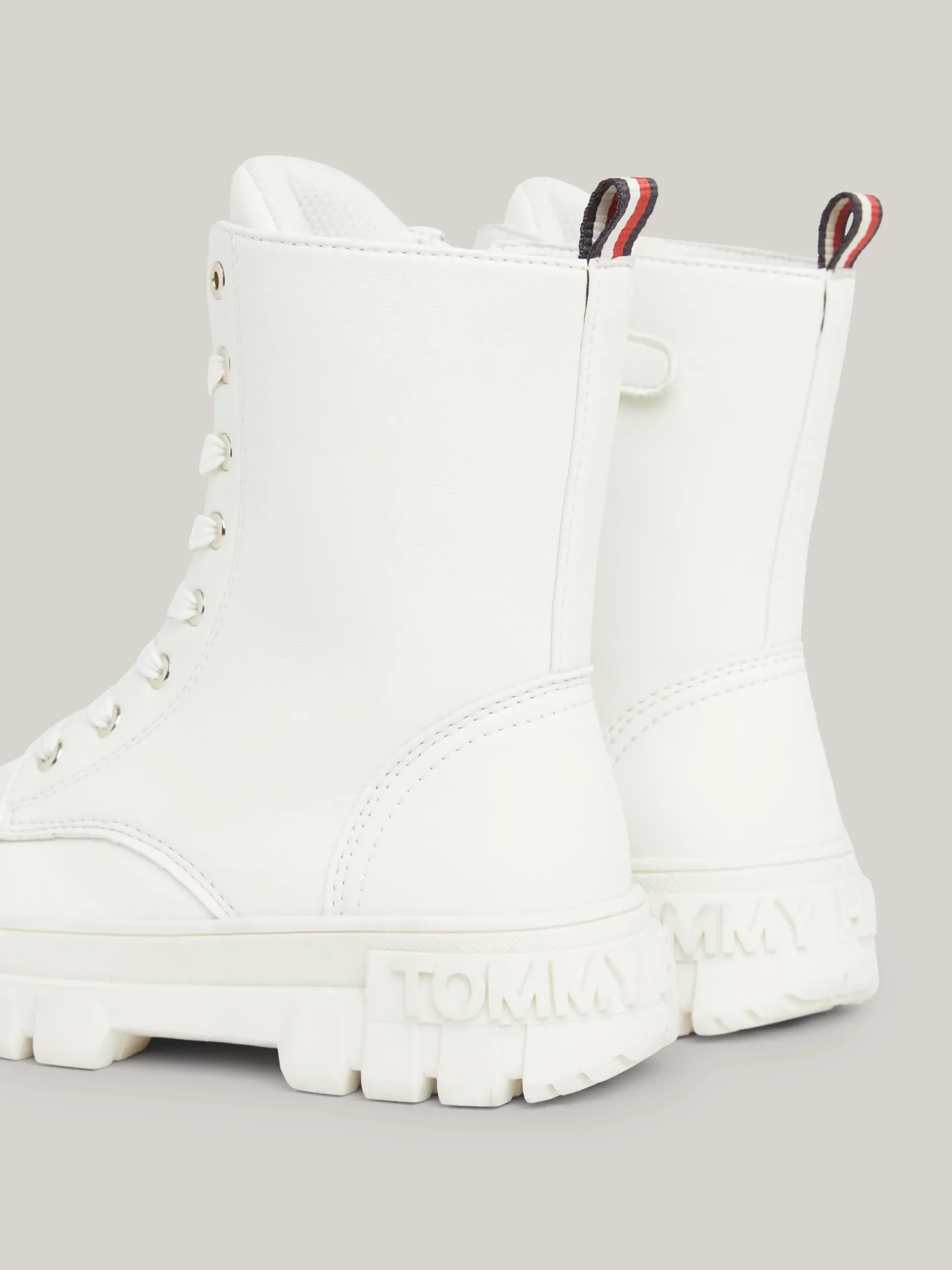 Obuwie I Akcesoria*Tommy Hilfiger Sznurowane Botki Typu Biker Na Grubej Podeszwie IVORY