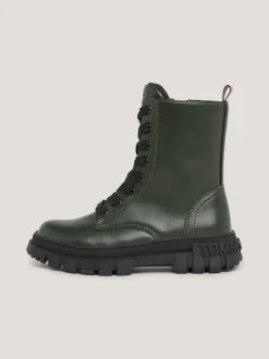 Obuwie I Akcesoria*Tommy Hilfiger Sznurowane Botki Typu Biker Na Grubej Podeszwie DARK OLIVE GREEN
