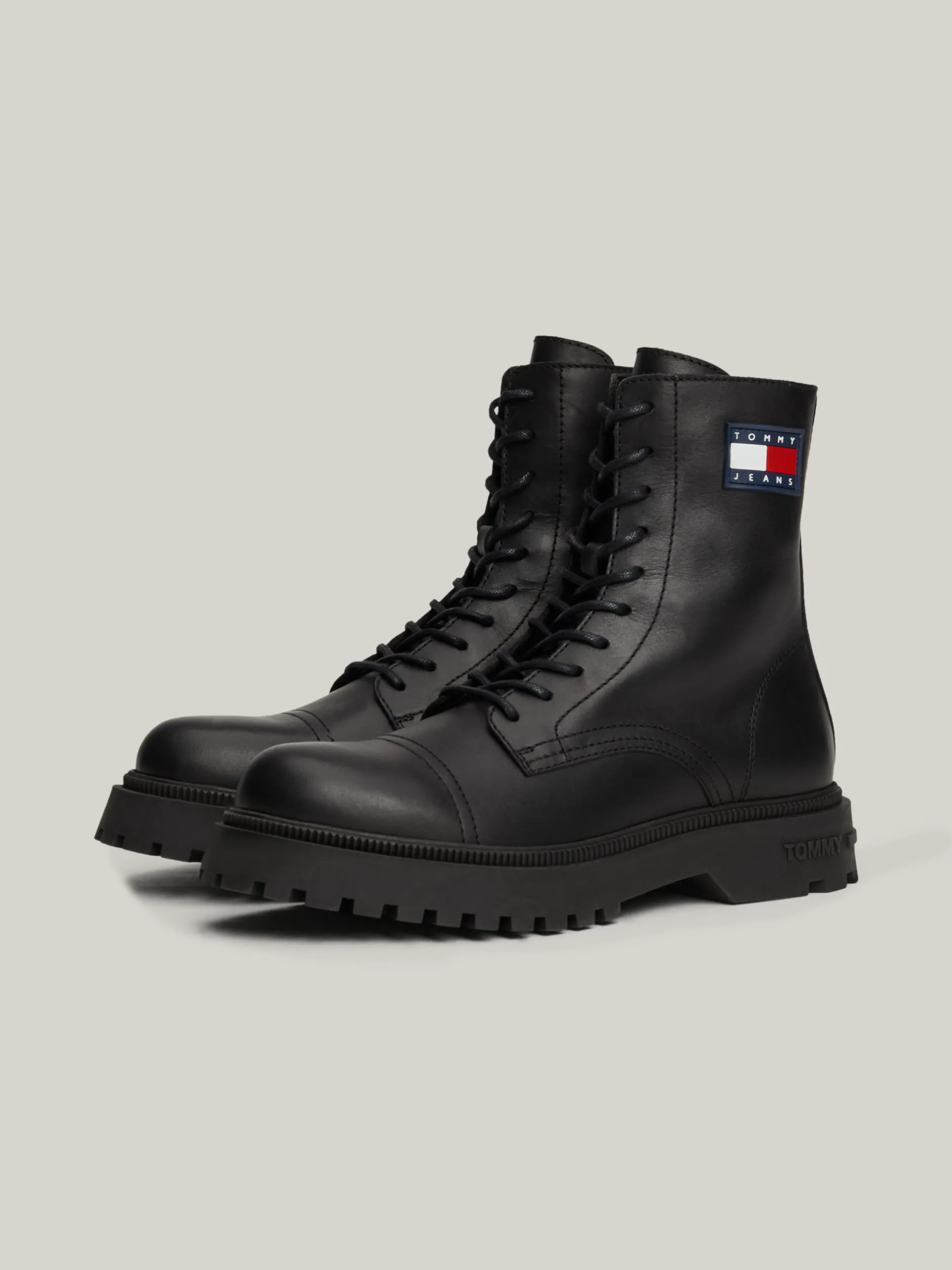 Buty Sznurowane|Buty*Tommy Hilfiger Sznurowane Botki Ze Skóry BLACK