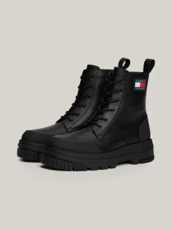 Buty Sznurowane|Buty*Tommy Hilfiger Sznurowane Botki Ze Skóry Z Grubą Podeszwą BLACK