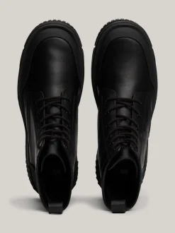 Buty Sznurowane|Buty*Tommy Hilfiger Sznurowane Botki Ze Skóry Z Grubą Podeszwą BLACK