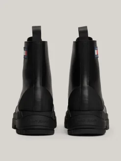Buty Sznurowane|Buty*Tommy Hilfiger Sznurowane Botki Ze Skóry Z Grubą Podeszwą BLACK