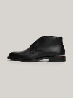 Buty Wizytowe|Buty Sznurowane*Tommy Hilfiger Sznurowane Buty Do Kostki Ze Skóry BLACK