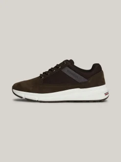 Sneakersy*Tommy Hilfiger Sznurowane Buty Hybrydowe Ze Skóry DARK COFFEE