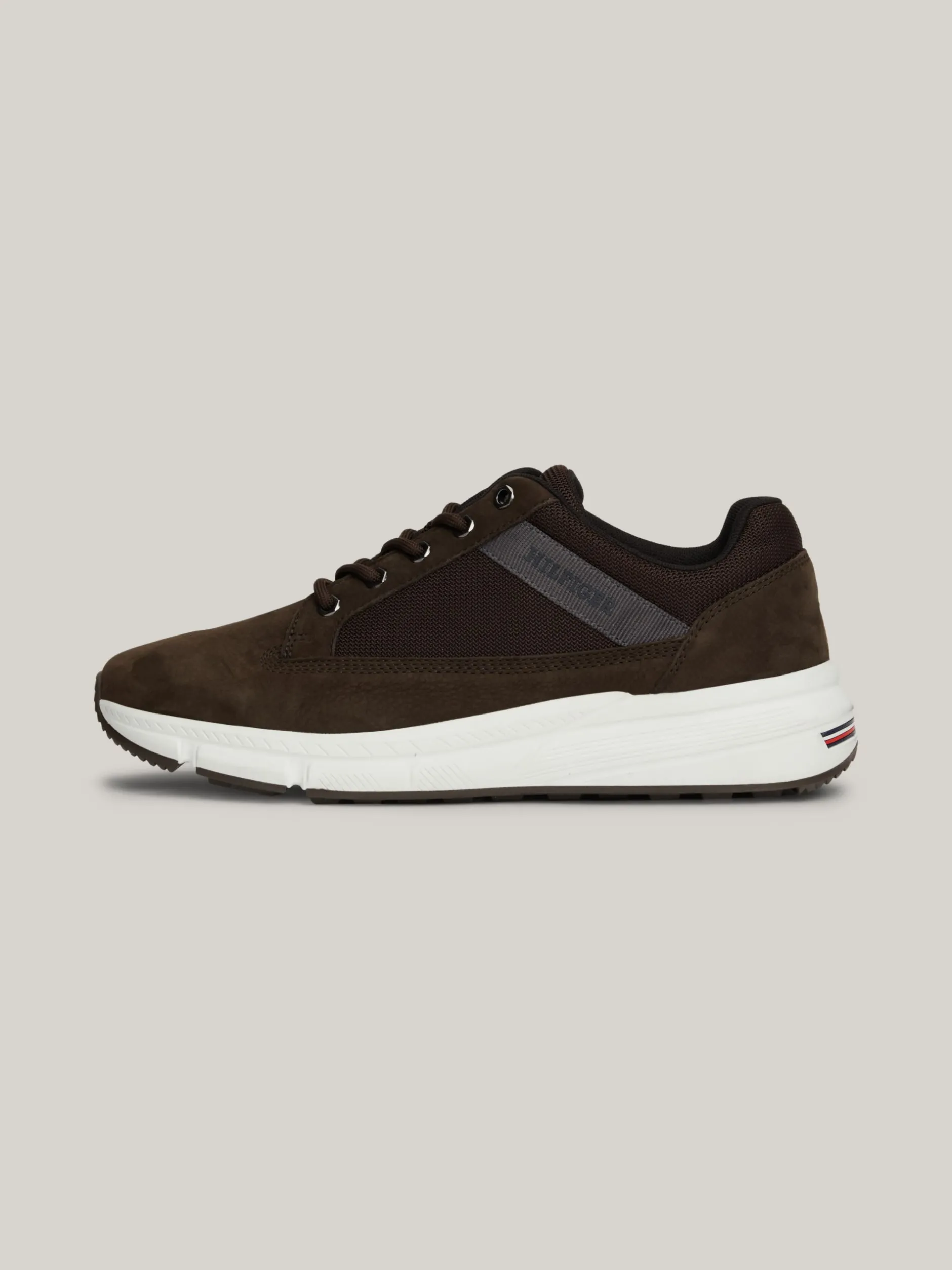 Sneakersy*Tommy Hilfiger Sznurowane Buty Hybrydowe Ze Skóry DARK COFFEE