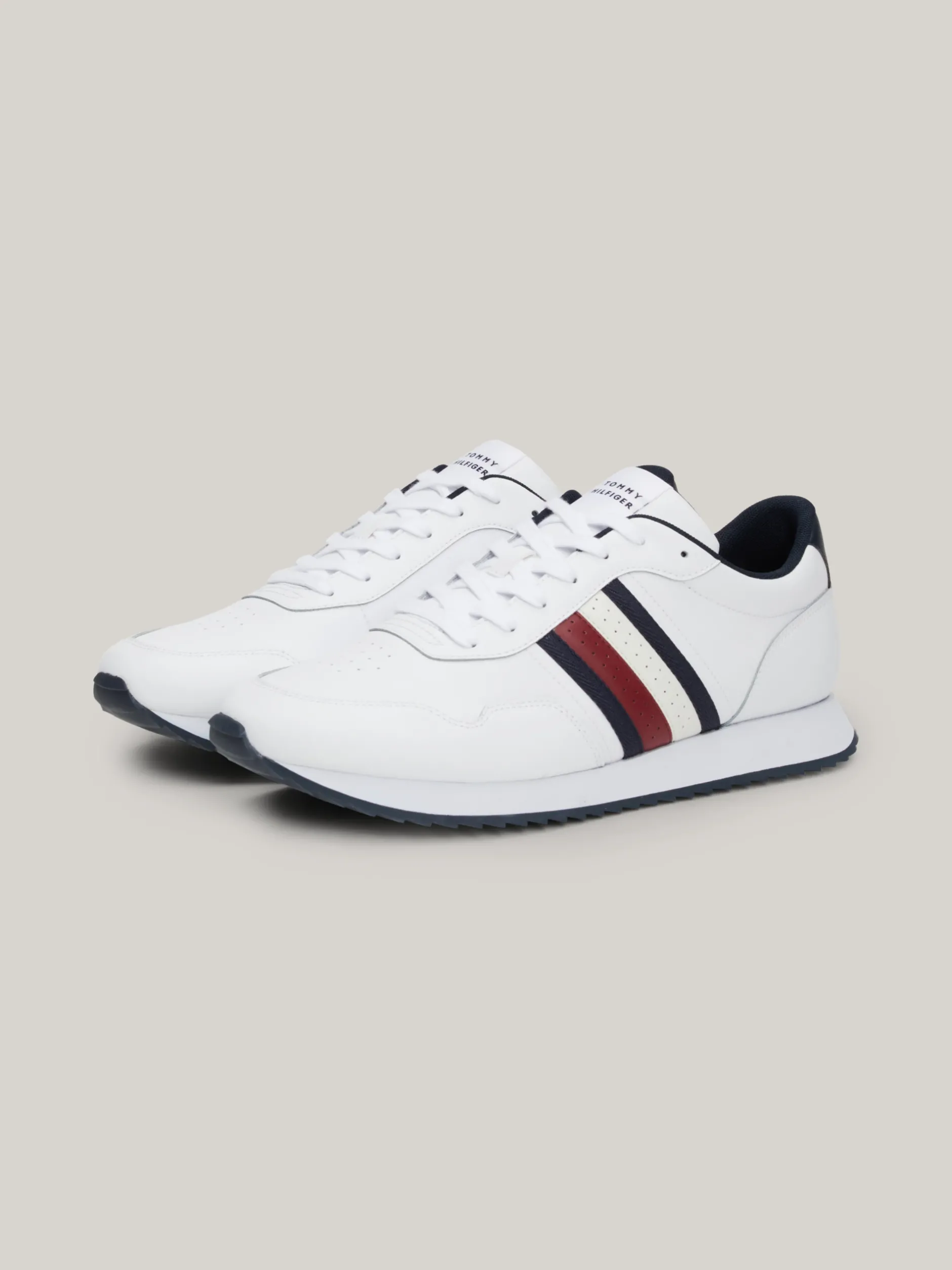 White Trainers|Sneakersy*Tommy Hilfiger Sznurowane Buty Sportowe Z Sygnowaną Taśmą WHITE