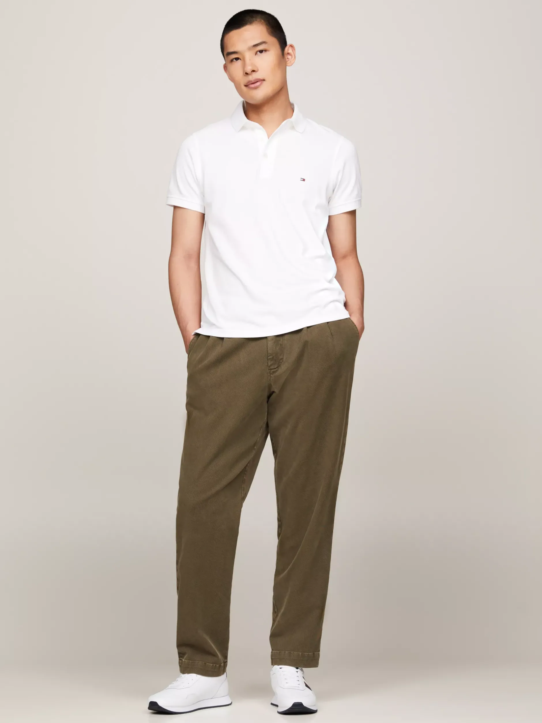 White Trainers|Sneakersy*Tommy Hilfiger Sznurowane Buty Sportowe Z Sygnowaną Taśmą WHITE