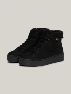 Sznurowane Botki|Botki*Tommy Hilfiger Sznurowane Buty Ze Skóry Z Ciepłą Wyściółką BLACK