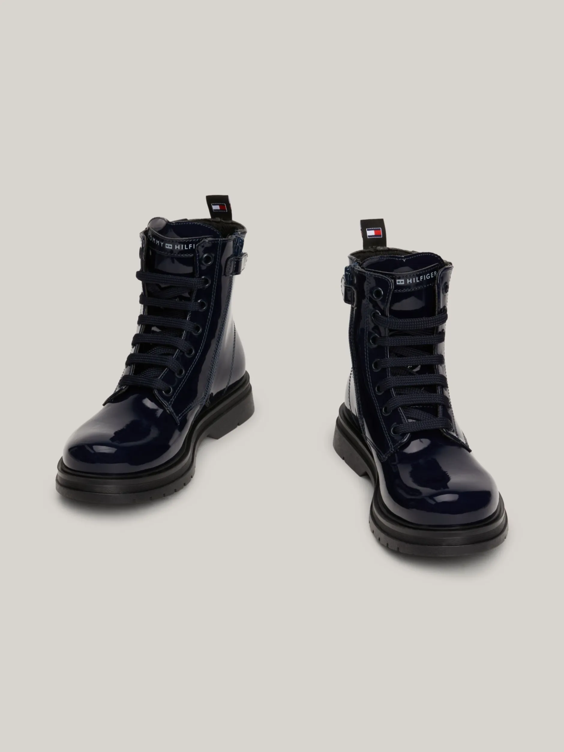 Obuwie I Akcesoria*Tommy Hilfiger Sznurowane Lakierowane Buty Do Kostki BLUE